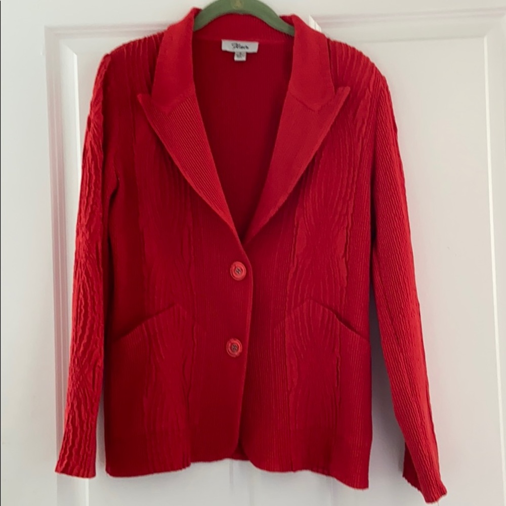Textured Orange Blazer/ Jacket with pockets